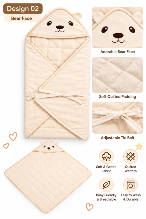 Quilted Hooded Baby Wrap – Soft Padded Swaddle