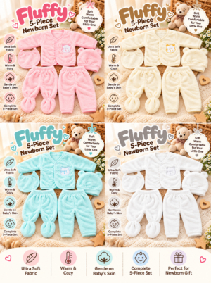 Main Picture a 5-Piece Fluffy Newborn Baby Winter Set