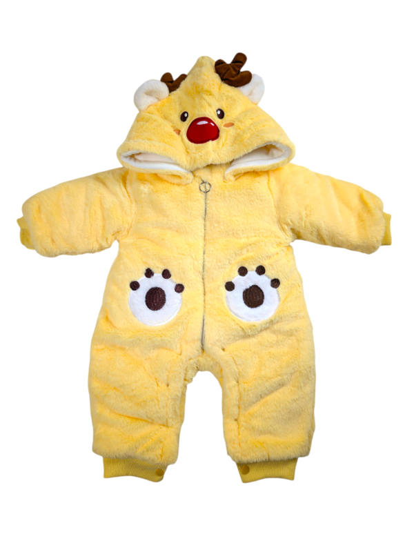 Baby Furry Hooded Winter Romper – Yellow