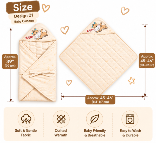 Quilted Hooded Baby Wrap – Soft Padded Swaddle