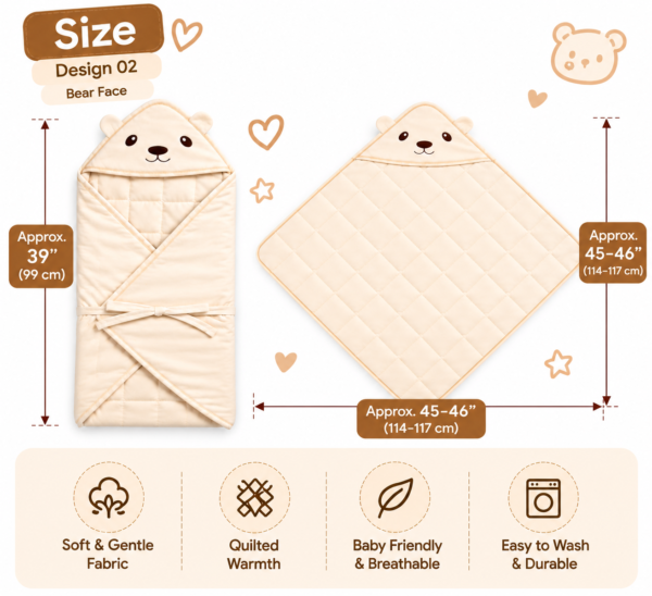 Quilted Hooded Baby Wrap – Soft Padded Swaddle