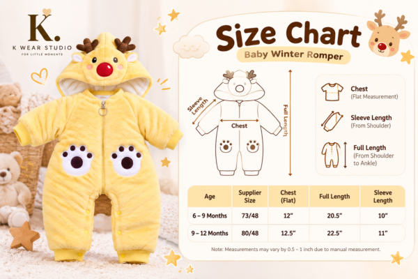 Baby Furry Hooded Winter Romper – Yellow