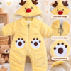 Baby Furry Hooded Winter Romper – Yellow