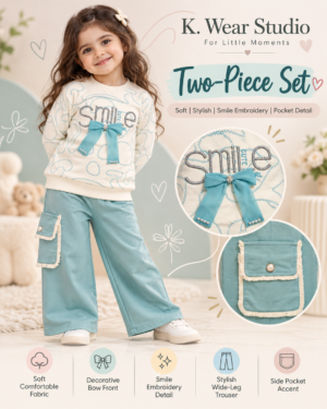 Girls Smile Bow 2-Piece Winter Outfit Set
