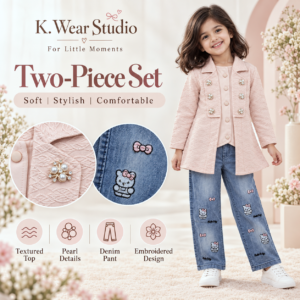 Girls Two-Piece Top & Denim Pant Set