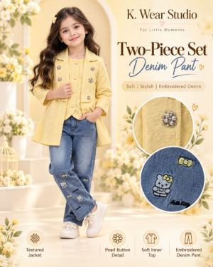 Girls Two-Piece Top & Denim Pant Set