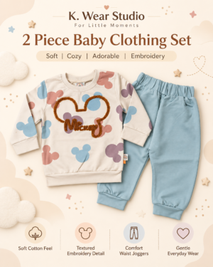Kids Embossed Two-Piece T-Shirt & Trouser Set