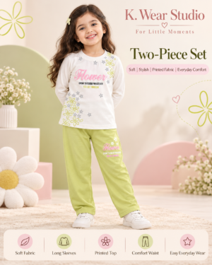 Girls Floral Two-Piece T-Shirt & Trouser Set