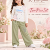 Girls Floral Two-Piece T-Shirt & Trouser Set