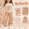 Girls Smile Bow 2-Piece Winter Outfit Set