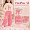 Girls Smile Bow 2-Piece Winter Outfit Set