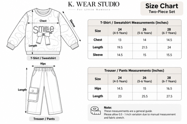 Girls Smile Bow 2-Piece Winter Outfit Set
